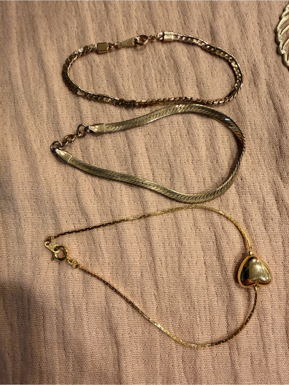 Gold Tone Heart Bracelet Set - Women Jewelry